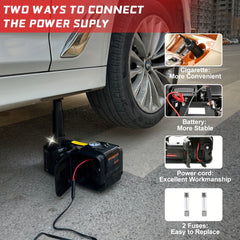 E-HEELP Electric Car Jack Kit 5Ton 12V Hydraulic Car Jack Lift (Lifting Range: 6.1-17.7 Inch) With Electric Impact Wrench - For SUV, MPV, Sedan, Truck - Garage Repair & Tire Change - Ideal Gift for Car Enthusiasts