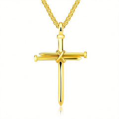 Stahl Gold Schwarz Farbe Mode Herren Eisen Nagel Kreuz Anhänger Halskette Edelstahl 3mm Runde Box Kette Schmuck Geschenk für Männer