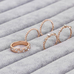 Europäischer und amerikanischer Schmuck Roségold Stapelbare Diamanten Set aus fünf Ringsätzen BohemiaJ