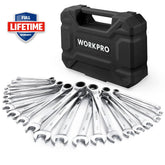 WORKPRO 23pc Ratcheting Wrench Set with Box ,72 Teeth Wrench with Box, Wrench Repair Tool Set