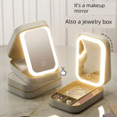Cosmetic Mirror Portable Foldable Ins Portable Mirror LED Light Student Dormitory Female Storage Box Integrated
