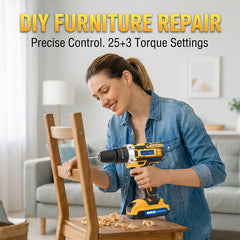 21V Electric Screwdriver Yellow Cordless Drill Set Household Power Drill Driver Home DIY Tool Kit