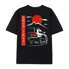 Camisetas de carreras GTR con cultura JDM de coches de estilo japonés para hombre, ropa de calle con estampado en la espalda, diseño original, camisetas de algodón 100 % de gran tamaño