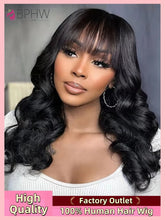 30 inches Body Wave Human Hair Wigs With Bangs Short Bob Wig 180% Density Brazilian Fringe Remy Full Machine Made Wig For Women