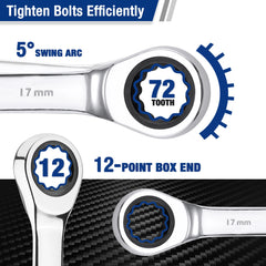 WORKPRO 23pc Ratcheting Wrench Set with Box ,72 Teeth Wrench with Box, Wrench Repair Tool Set