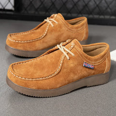New Men's Casual Shoes Luxury Handmade Suede Leather Sneakers Male Work Lace-up Tooling Shoes for Outdoor Walking Men Footwear