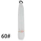 Synthetic 24 Inch Long Colored Box Braids Hair Ponytail With Rubber Bands Rainbow Twist Braided Highlights Ponytail For Women