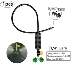 Boquilla nebulizadora antigoteo, sistema de riego por aspersión con nebulización de agua, kit de rociador ajustable de 4/5/6/7 vías para humidificación de invernaderos