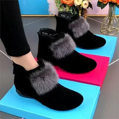 Schuhe für Damen 2024 Winter Plüsch Warme Damenstiefel Niedriger Absatz Rutschfeste Pendlerbüro Damenschuhe Mode Reißverschluss Kurze Stiefel