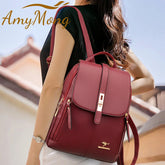 Damen Rucksack mit großer Kapazität, Geldbörsen, hochwertiges Leder, Vintage-Tasche, Schultaschen, Reiserucksack, Damen, Büchertasche, Rucksack