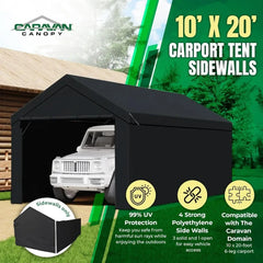 Carpa para garaje portátil duradera Canopy Domain de 10 x 20 pies con paredes laterales, cremalleras dobles y puerta enrollable, color negro