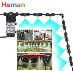 Kits de sistema de enfriamiento por nebulización silencioso para bricolaje con boquilla de niebla y bomba de agua silenciosa de 24 V CC para patio, jardín, invernadero y patio trasero