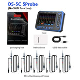 TOOLTOP 5 Channels Digital Oscilloscope 4.3-Inch WIFI & USB Connection 1MHz 3Msps Digital Oscilloscope Electrical Inspection