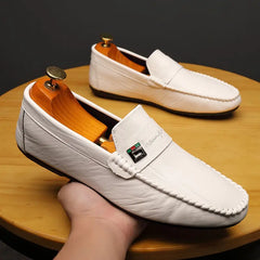 Spring Autumn Men Dress Shoes White Loafers Leather Casual Shoes Slip on Moccasin Shoes Zapatos Casuales Designer Loafers Men