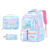 3Pcs School Backpack for Girls Large Capacity Kid's School Bag with Lunch Pancil Carry Case Bag Travel Backpack Child Gift