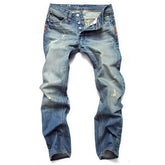 Mode Button Fly Ripped Nostalgische Jeans Männer Hosen Gerade Slim Fit Baumwolle Hohe Qualität Casual Denim Hosen Männer Jeans