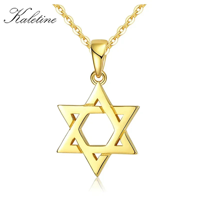 Kaletine brand gold Star of David pendant and chain.