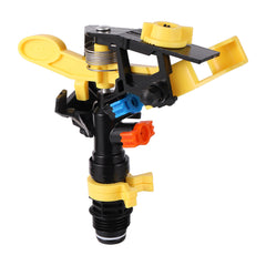 Boquilla de aspersor de impacto de doble salida con chorro giratorio de 360 grados para riego agrícola de jardín, rosca macho de 1/2"