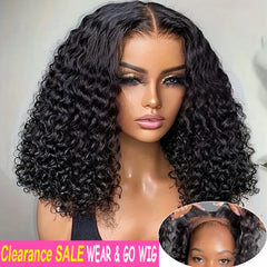Glueless Wig Human Hair Ready To Wear Deep Wave Frontal Wig Short Curly Bob Wig Human Hair 4x4 13x4 Lace Front Human Hair 180%