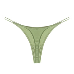 Micro Mini Panties Women G-String Sexy Double Thin Straps Elastic Belt Thongs Lightweight Low Waist Solid T Back Majtki Damskie