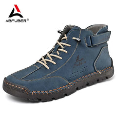 New 2024 Handmade Leather Men Boots Fashion Designer Shoes Man Leather Ankle Boots Men Walking Shoe Breathable Hombres Botas