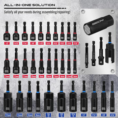 SEDY 80-Piece Premium Magnetic Impact Nut Driver Set Metric & SAE with Socket Adapters, Bit Holder, Wing Nut Driver, Power Bits