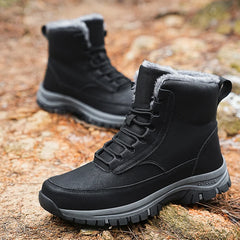 Botas de nieve de invierno para hombre, zapatillas de deporte altas a la moda, impermeables, botas de felpa cálidas para hombre, botas de senderismo para exteriores para hombre, zapatos de trabajo, talla 48