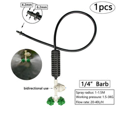 Boquilla nebulizadora antigoteo, sistema de riego por aspersión con nebulización de agua, kit de rociador ajustable de 4/5/6/7 vías para humidificación de invernaderos