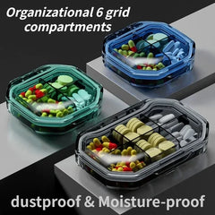6 Grids Pill Storage Box Travel Medicines Storage Box Drug Separation Mini Portable Organizer Container With Seal Ring
