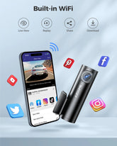 AZDOME Dash Cam 1296P WiFi Dash Camera for Cars Voice Control Dashcams Night Vision Loop Recording G-Sensor 24H Parking Monitor
