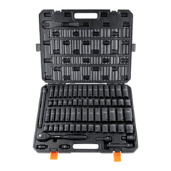 SucceBuy 1/2" Drive Impact Socket Set 6 Point Cr-V Alloy Steel for Auto Repair Easy-to-Read Size Markings Rugged Construction