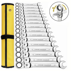 8pcs 72-Tooth Durable Ratchet Wrench Set Metric 8-19mm Multi-Function for Garage Home DIY Repair Maintenance Ideal Party Gift