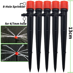 Oasis Garden Riego por goteo Aspersor ajustable de 360 grados Gotero de inserción de ajuste al suelo Manguera de 4/7 mm Invernaderos Patio