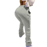 HLJ&GG Spring New Drawstring Jogger Pants Women High Waisted Stacked Trousers Casual Female Solid Color Matching Sporty Bottoms