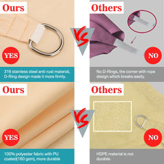 Toldo vela de sombra impermeable de gran tamaño de 5 x 3 m/4 x 3 m, protección solar para exteriores, jardín, patio, piscina, red de sombra para acampar