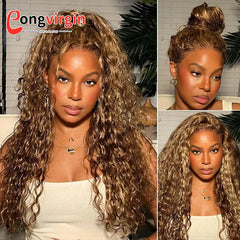 250 Density Highlight P4/27 Blonde 360 Full Hd Lace Front Wig Pre Plucked 30 Inch Glueless Wig Deep Wave Frontal Wig Human Hair