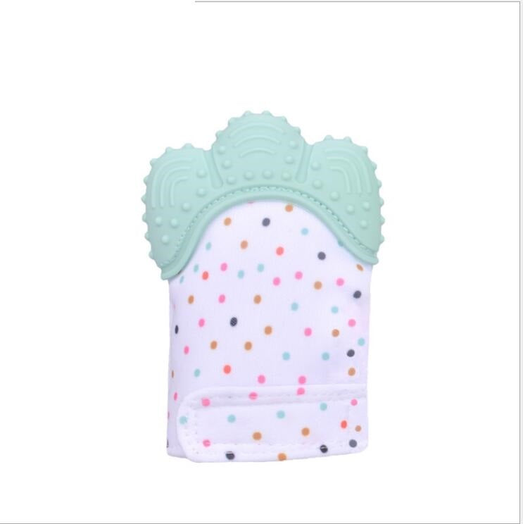 Mordedor para bebé, guantes molares de silicona antimordeduras, juguetes con sonido para niños