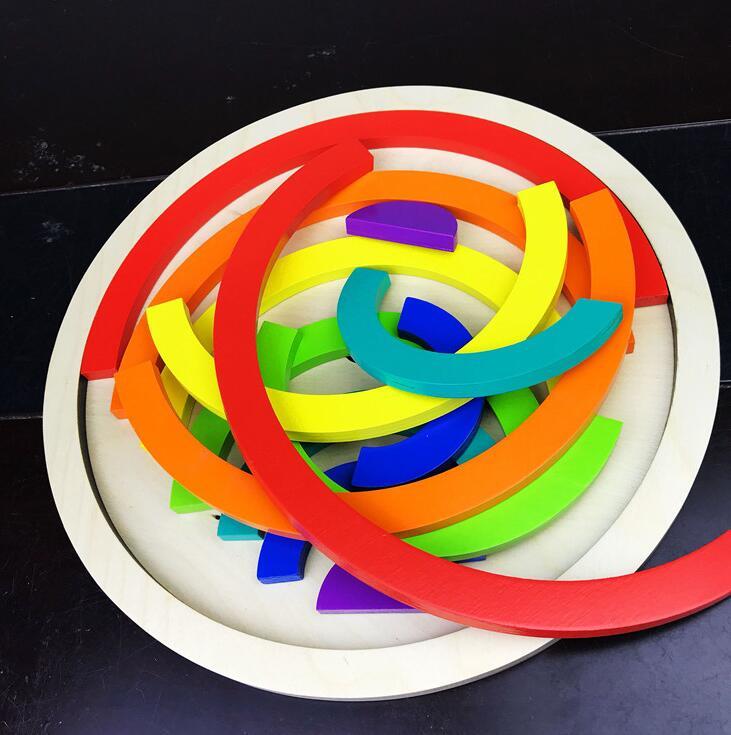 Puzzle Großes 12-teiliges Bogenbrücken-Regenbogen-Baustein-Spielzeug für die frühkindliche Bildung