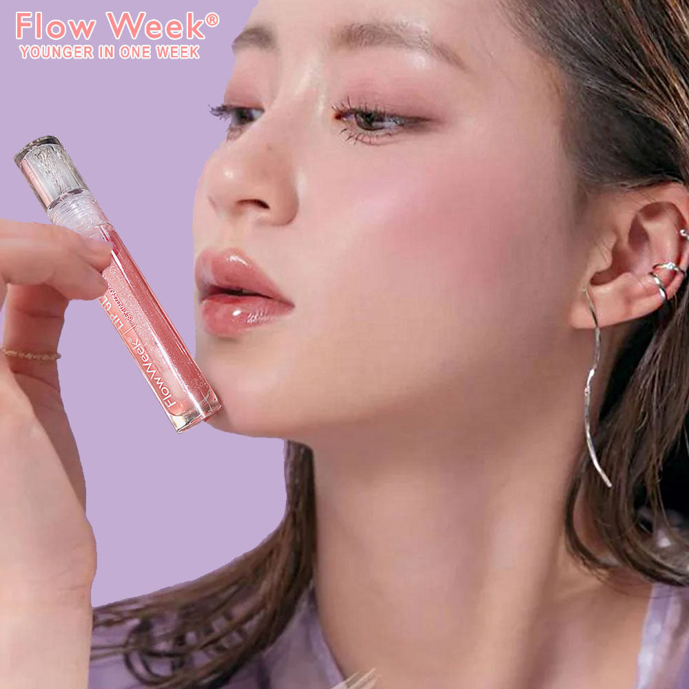 FlowWeek Lip Gloss Moisturizing Lip Plumper Gloss Universal Lip Luminizer Long Lasting Glitter Liquid Lipstick 3Colors