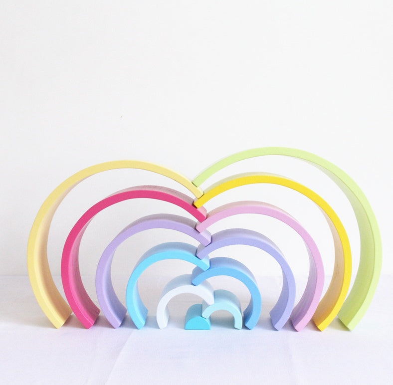 Puzzle Großes 12-teiliges Bogenbrücken-Regenbogen-Baustein-Spielzeug für die frühkindliche Bildung