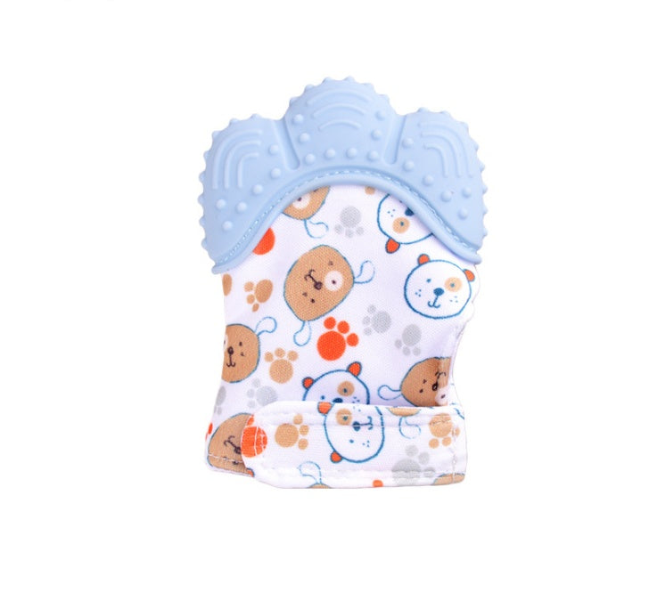 Mordedor para bebé, guantes molares de silicona antimordeduras, juguetes con sonido para niños