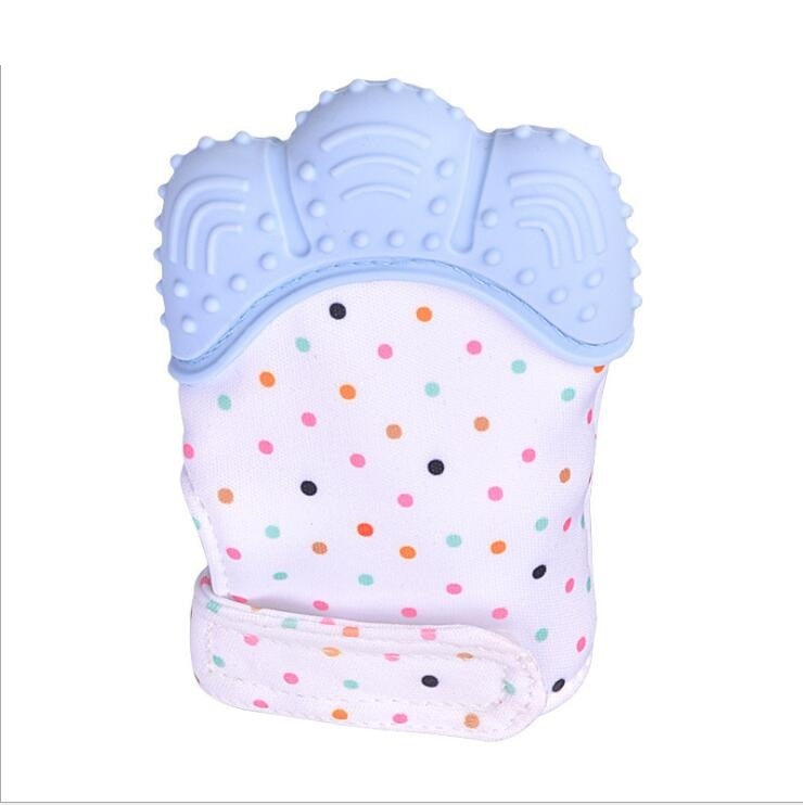 Mordedor para bebé, guantes molares de silicona antimordeduras, juguetes con sonido para niños