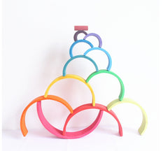 Puzzle Großes 12-teiliges Bogenbrücken-Regenbogen-Baustein-Spielzeug für die frühkindliche Bildung