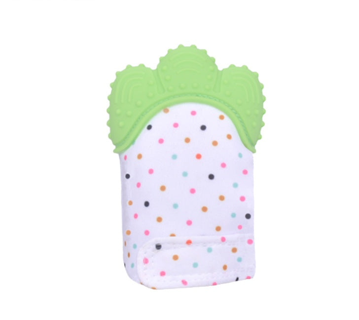 Mordedor para bebé, guantes molares de silicona antimordeduras, juguetes con sonido para niños