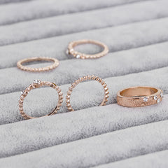 Europäischer und amerikanischer Schmuck Roségold Stapelbare Diamanten Set aus fünf Ringsätzen BohemiaJ