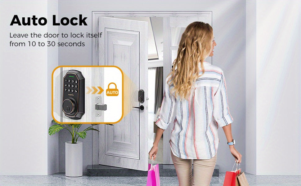 Keypad Door Lock - Keyless Entry Door Lock  - Arpha Front Door Lock Set with 2 Door Knobs -100 Code Smart Deadbolt Lock - Anti-Peeking Password - Auto Lock Easy to Install