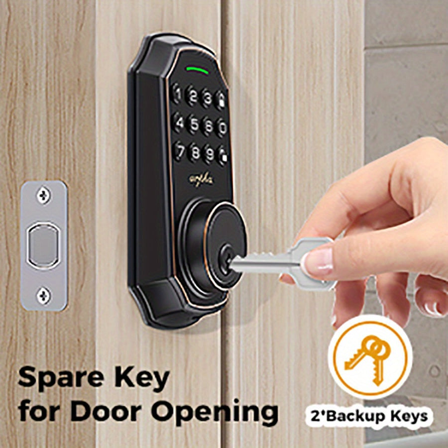 Keypad Door Lock - Keyless Entry Door Lock  - Arpha Front Door Lock Set with 2 Door Knobs -100 Code Smart Deadbolt Lock - Anti-Peeking Password - Auto Lock Easy to Install