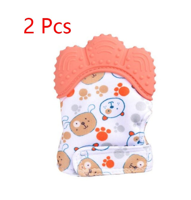 Mordedor para bebé, guantes molares de silicona antimordeduras, juguetes con sonido para niños