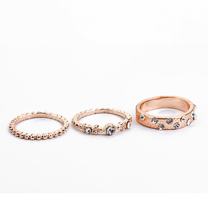 Europäischer und amerikanischer Schmuck Roségold Stapelbare Diamanten Set aus fünf Ringsätzen BohemiaJ