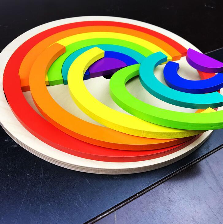 Puzzle Großes 12-teiliges Bogenbrücken-Regenbogen-Baustein-Spielzeug für die frühkindliche Bildung